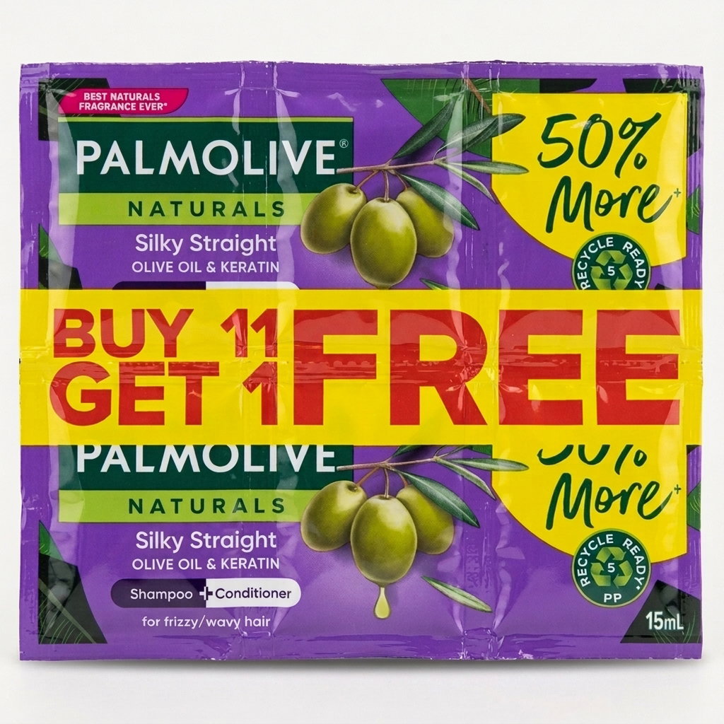 Palmolive Naturals Shampoo Silky Straight Purple 15mL (12 sachets)