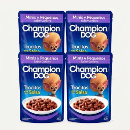 Trocitos En Salsa Sabor Cordero 100 gr Champion Dog — Pack 4 Unidades