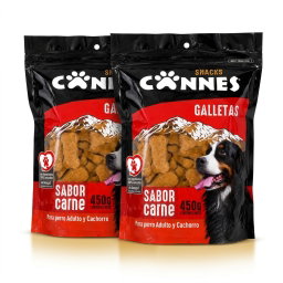 Snack Galletitas Sabor Carne 450 gr Cannes — Pack 2 Unidades