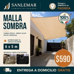 Malla sombra reforzada 5.5m. x 4.5m. beige