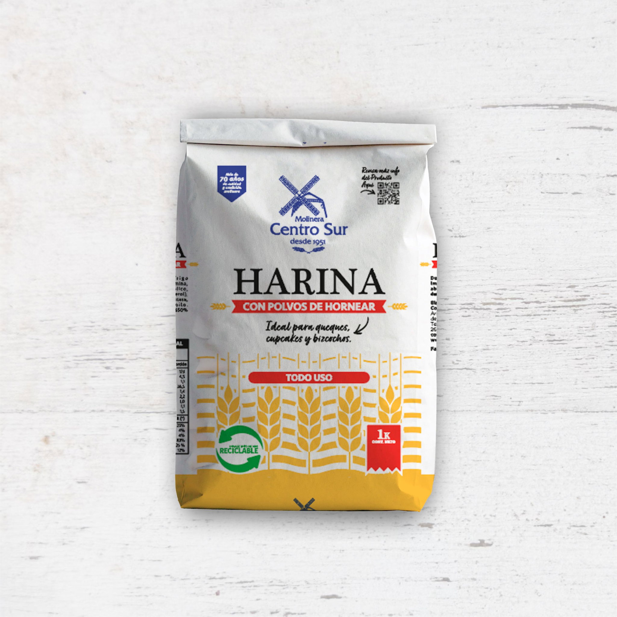 Harina Con Polvo De Hornear 1 Kg Centro Sur — Pack 2 Unidades_0