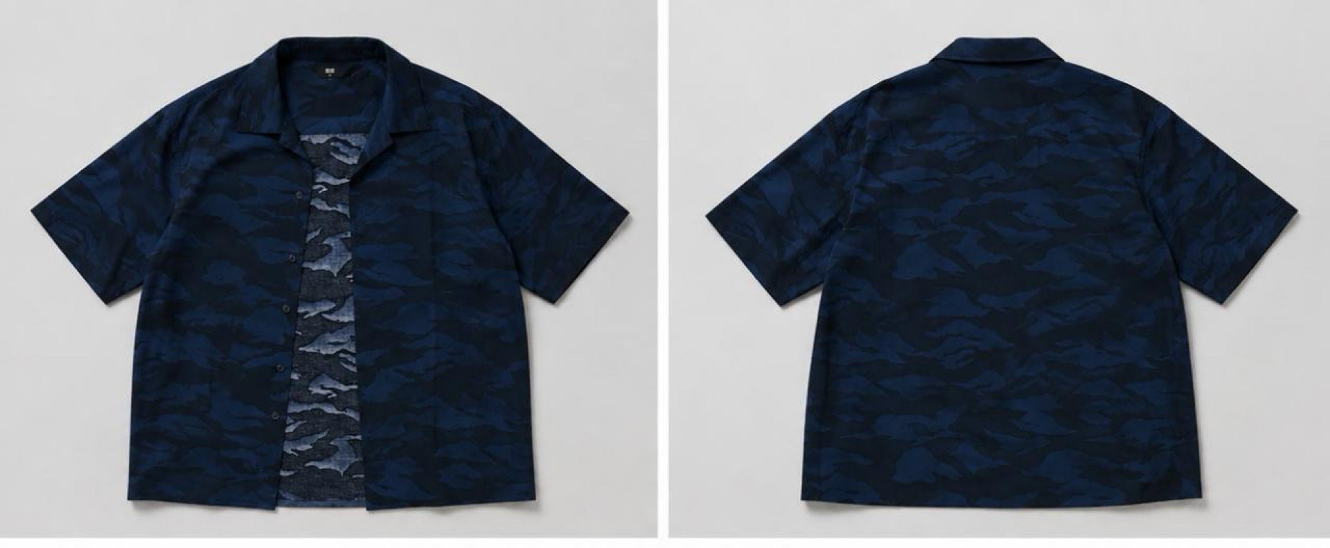 Uniqlo Navy Camo Collar Shirt