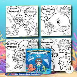 Milo Learns Sounds Kids Coloring Book Series Ages 4-7 | Premium 140gsm Activity Book Free Gift