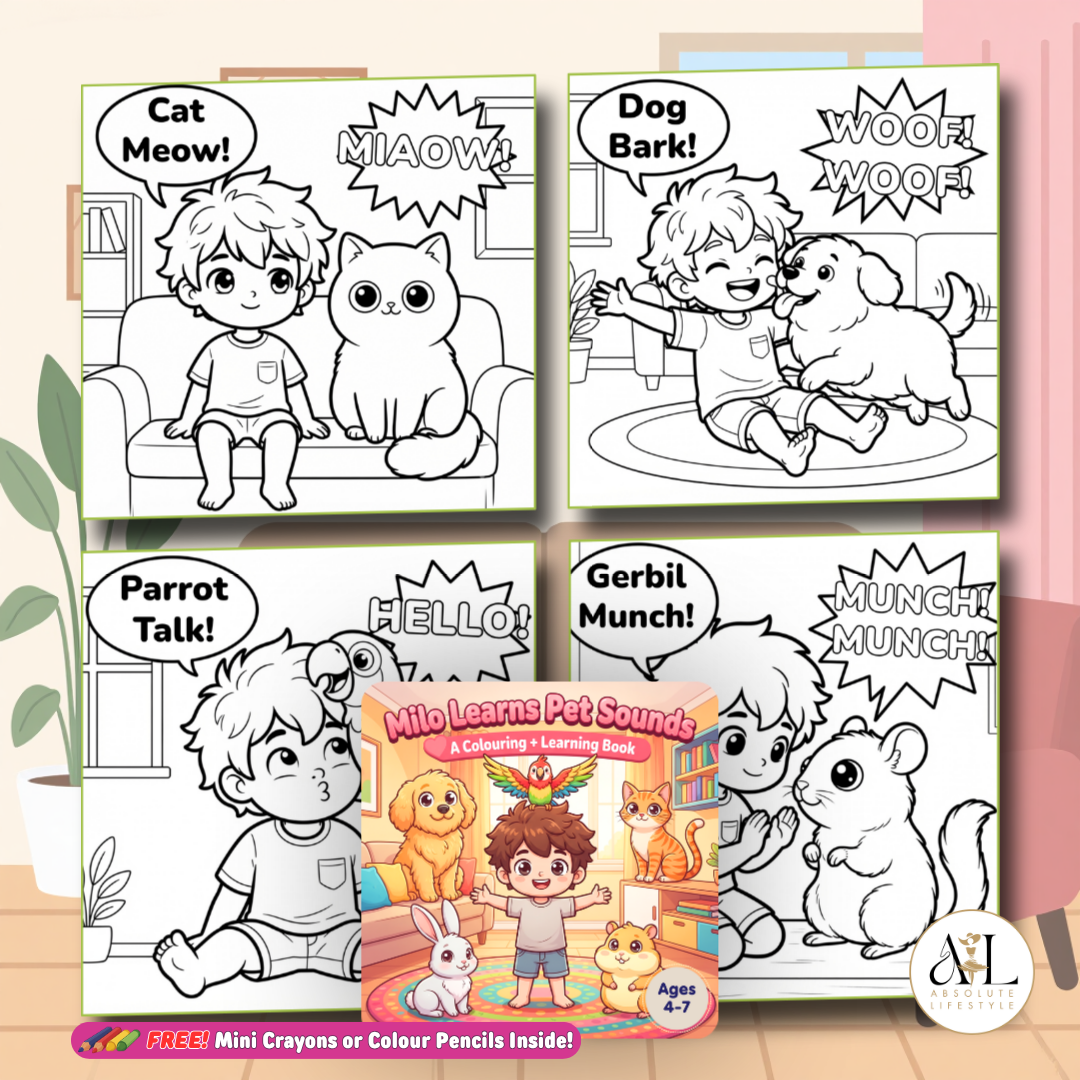 Milo Learns Sounds Kids Coloring Book Series Ages 4-7 | Premium 140gsm Activity Book Free Gift_2