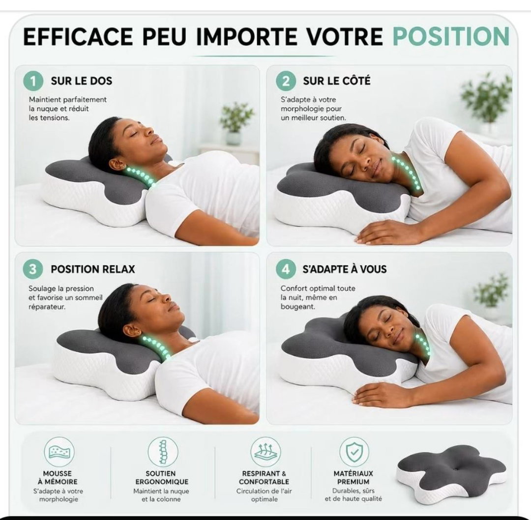🛏️ Coussin mémoire 65×45×15