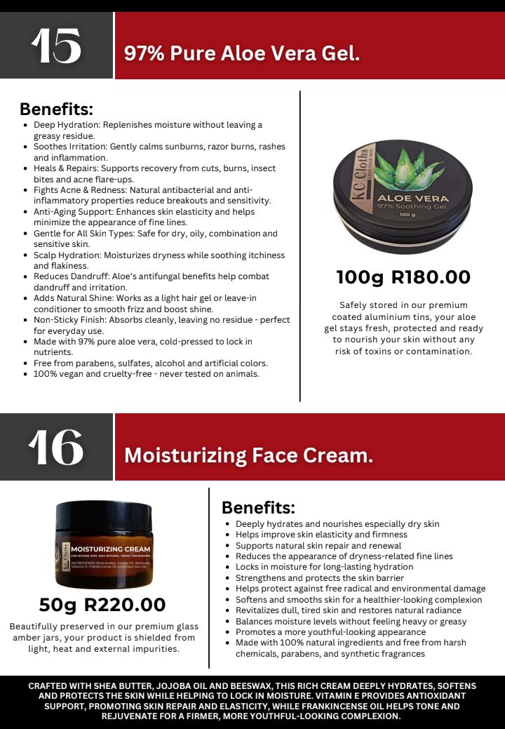 97% Pure Aloe Vera Gel / Moisturising Face Cream