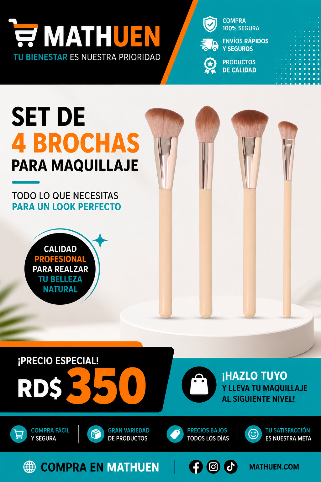 Set 4 Brocha De Maquillaje _0