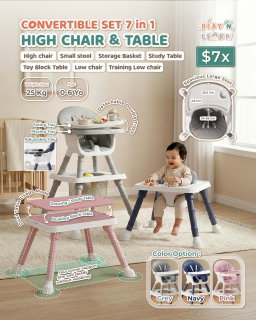 7 IN 1 CONVERTIBLE HIGH CHAIR & TABLE 