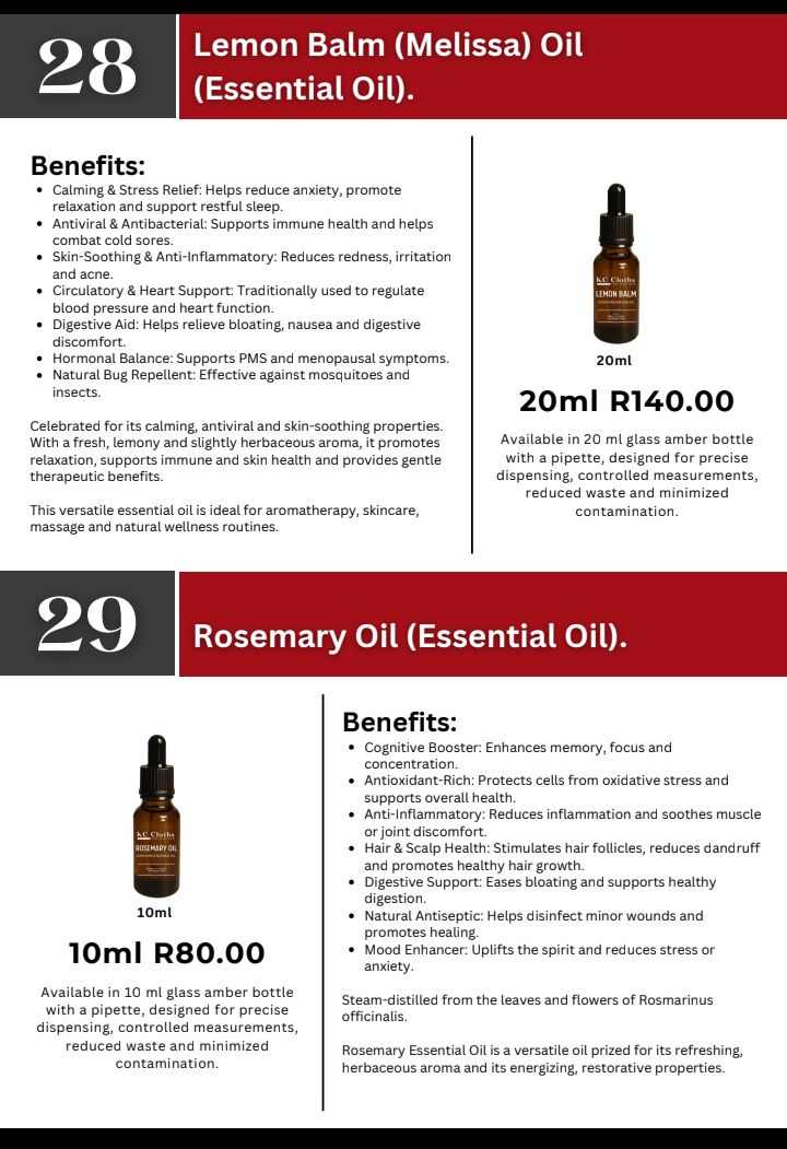 Lemon Balm Oil / Rosemary Oil