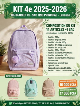 Kit fournitures scolaires 4e