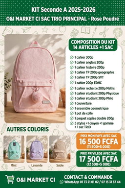 Kit fournitures scolaires seconde A