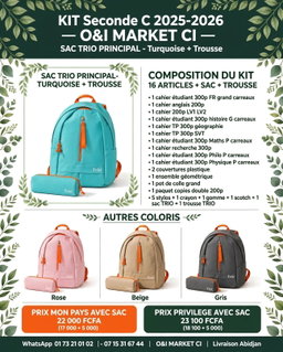 Kit fournitures scolaires seconde C