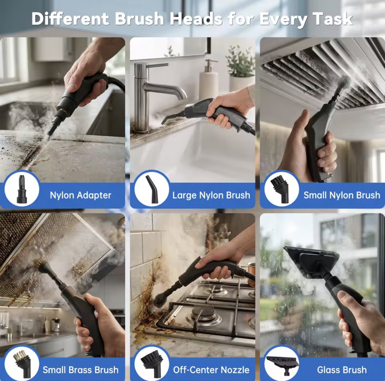 2500W Multi-Function Steam Cleaner with 6-Speed Steam Control & 1200ml Tank_2