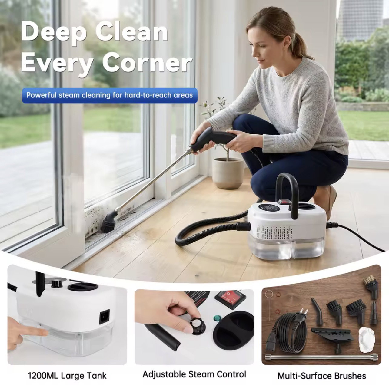 2500W Multi-Function Steam Cleaner with 6-Speed Steam Control & 1200ml Tank_1