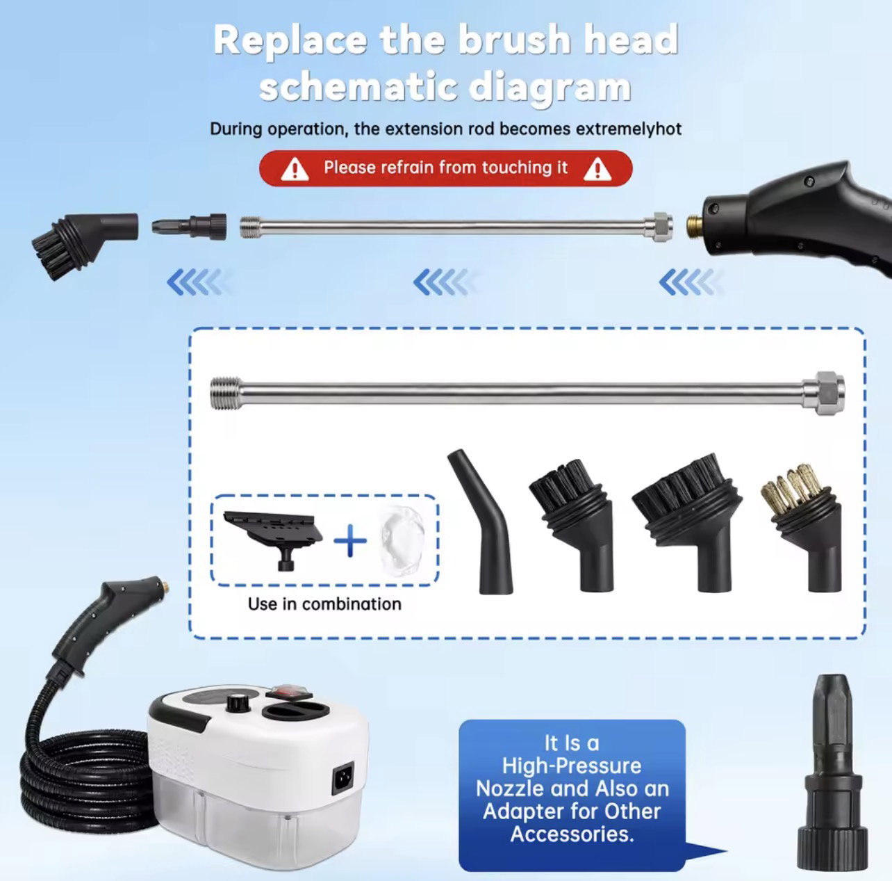 2500W Multi-Function Steam Cleaner with 6-Speed Steam Control & 1200ml Tank_4