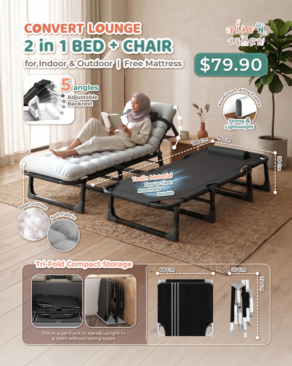CONVERT LOUNGE BED/CHAIR 