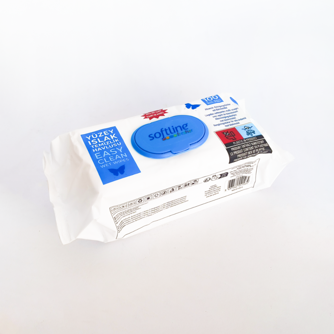 100st |Softline Reinigungstücher m. Bleichmittel 100 Stk | مناديل أسطح مع مبيض