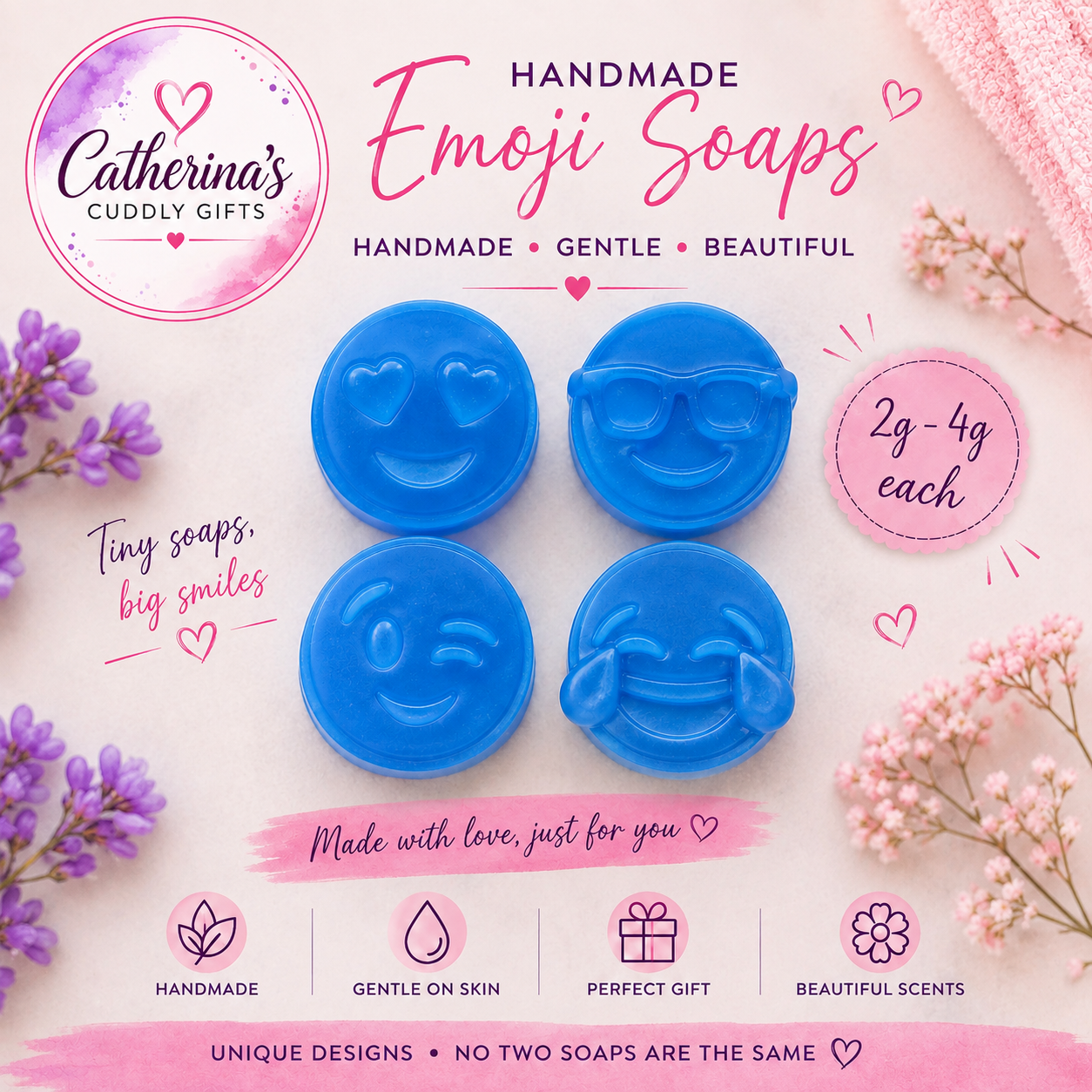 Mini Emoji Soaps – Blue Lavender_0