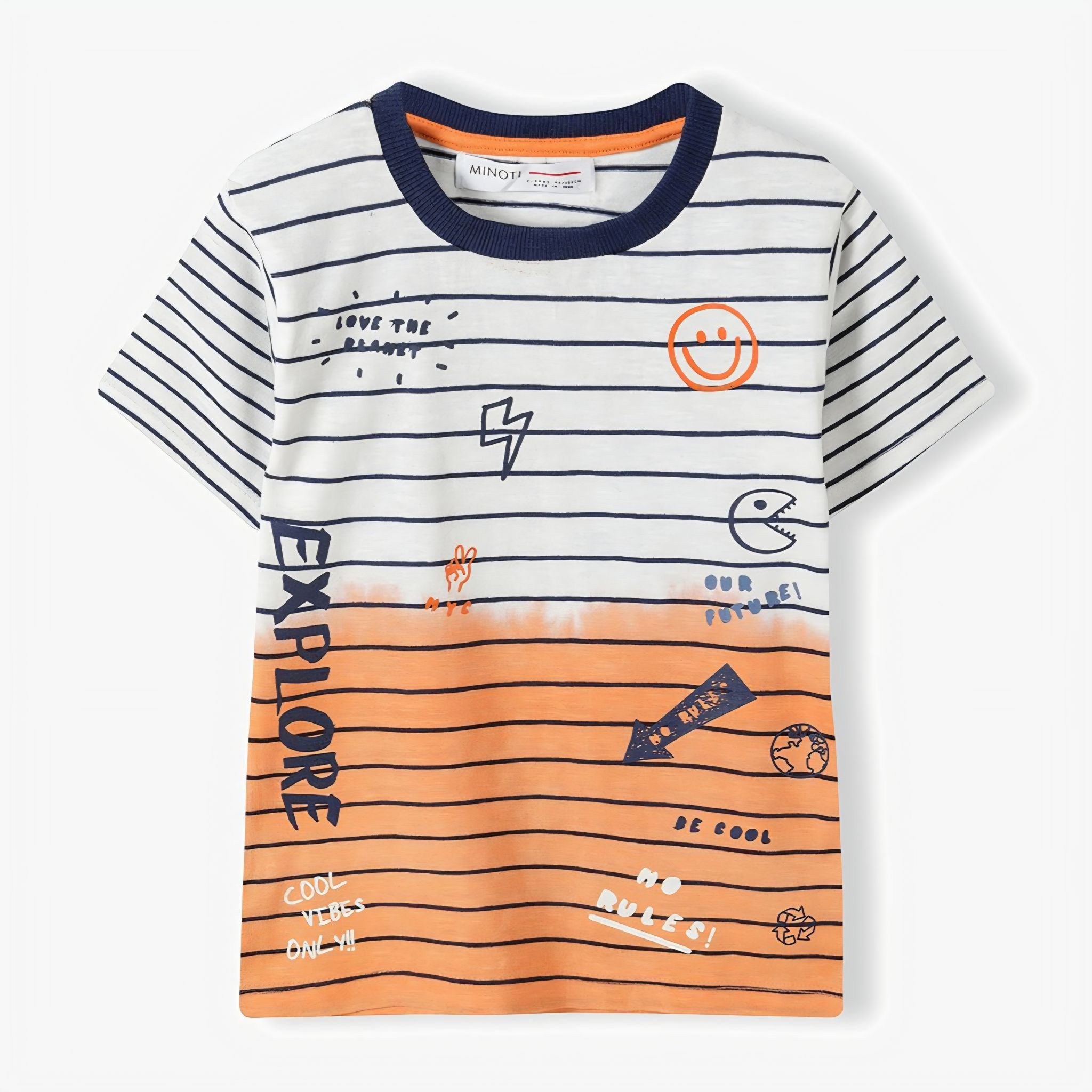 Minoti Boys Striped Orange T-Shirt_0