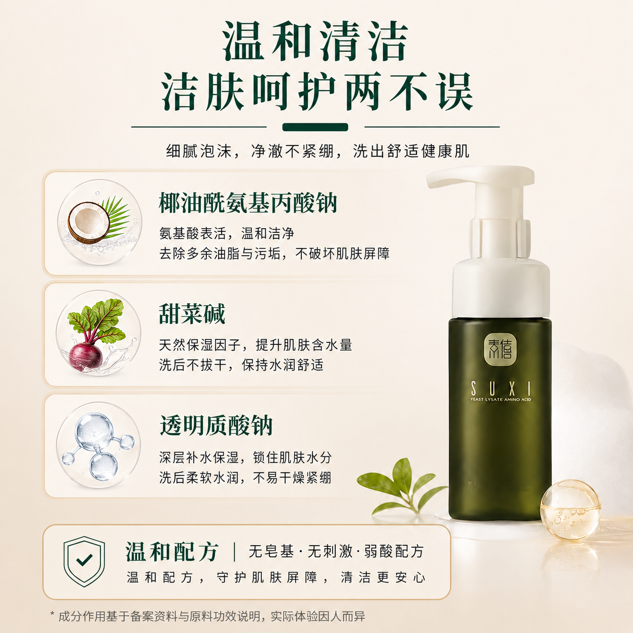 素僖酵母溶胞物氨基酸洁面慕斯｜SUXI Amino Acid Cleanser 120ml_2