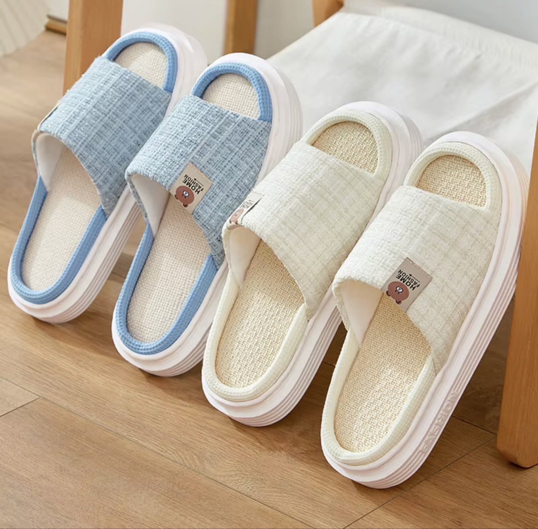 Indoor sleepers PVC sole linen slippers (size 36-41)