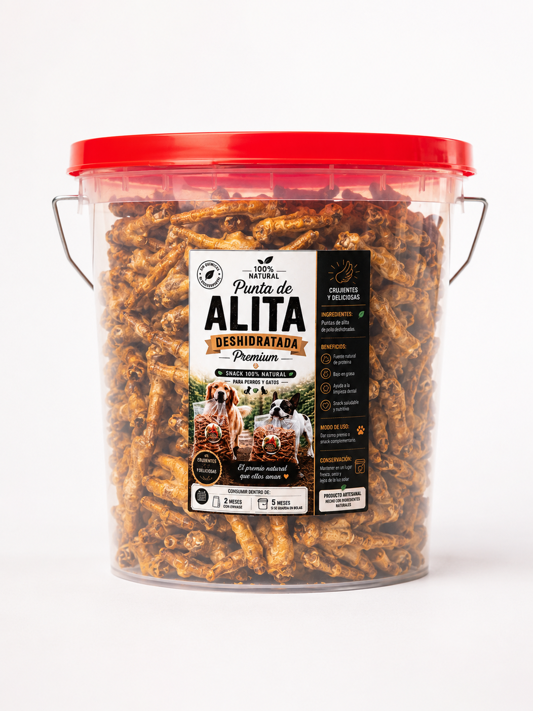 Balde de 500 puntas de alita deshidratadas
