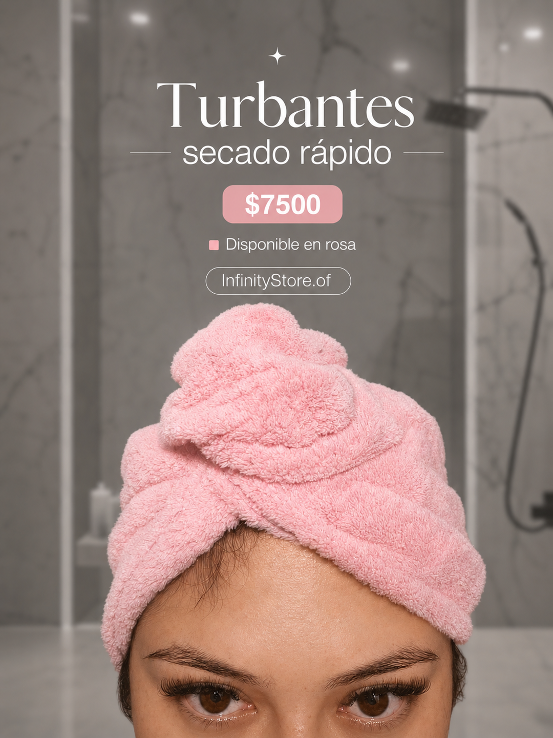 Turbante rosa- Secado rápido