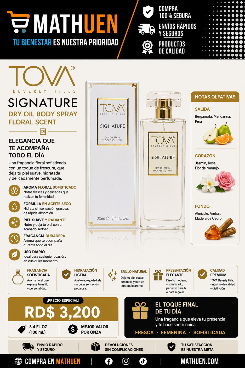 TOVA Signature Dry Oil Body Spray — 3.4 oz