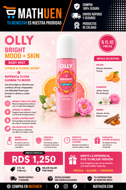 OLLY Bright Mood + Skin Body Mist — 5 oz