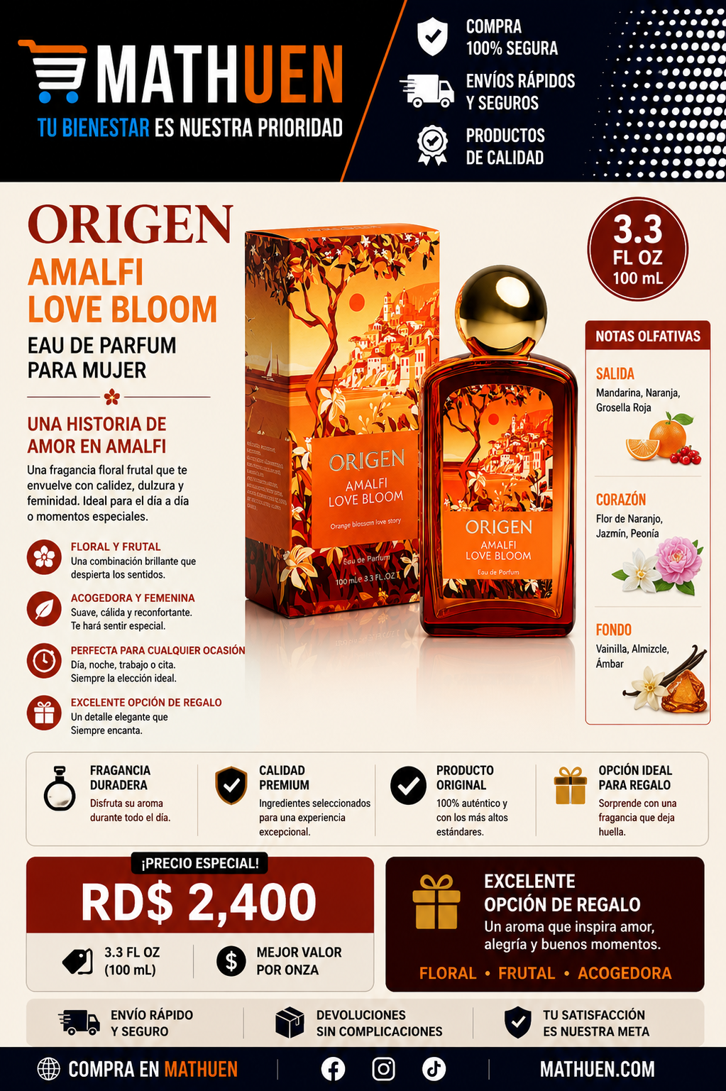 Origen Amalfi Love Bloom EDP for Women — 3.3 oz_0
