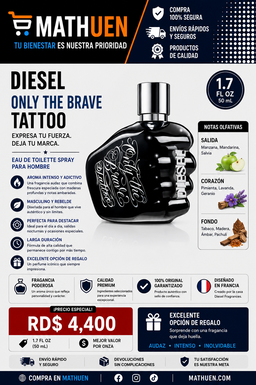 Diesel Only The Brave Tattoo EDT for Men — 1.7 oz
