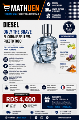 Diesel Only The Brave EDT for Men — 1.7 oz