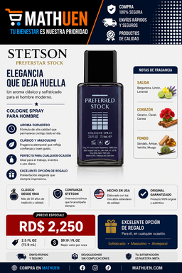 Stetson Preferred Stock EDT for Men — 2.5 oz