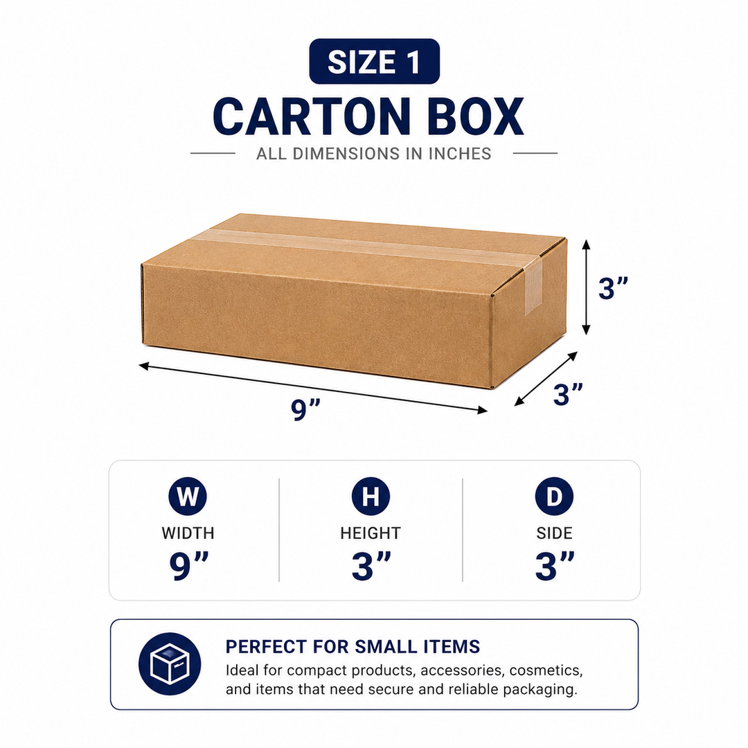CARTON 1 - BROWN - 9” x 3” x 3”