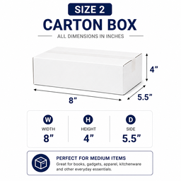 CARTON 2  - WHITE - 8” x 4” x 5.5”