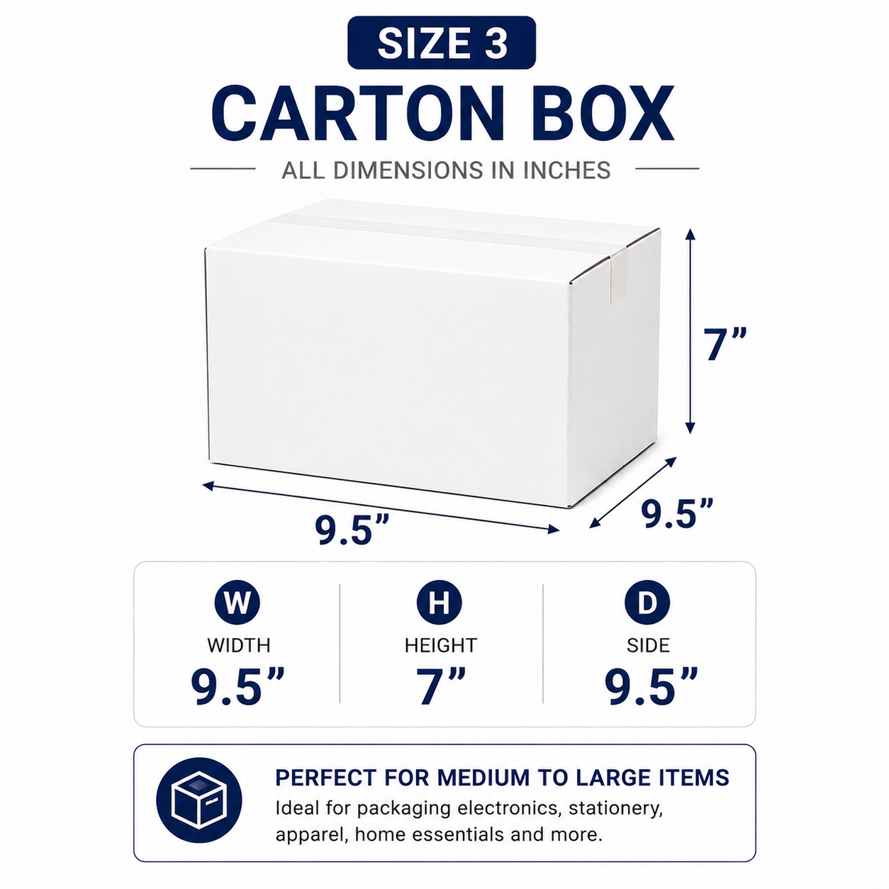 CARTON 3  - WHITE - 9.5” x 9.5” x 7” _0