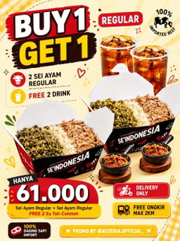 Sei Sapi reguler+Sei Ayam reguler+Free 2 es teh celoteh