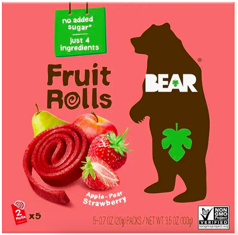 WF002_🍓 🌀 BEAR 鮮採草莓純果捲 (BEAR Strawberry Yo Yo's Fruit Rolls, 5 Count)_0