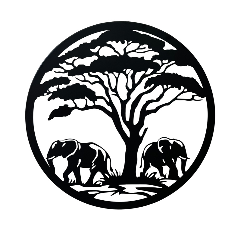 Wall Decor Circle Elephants_0