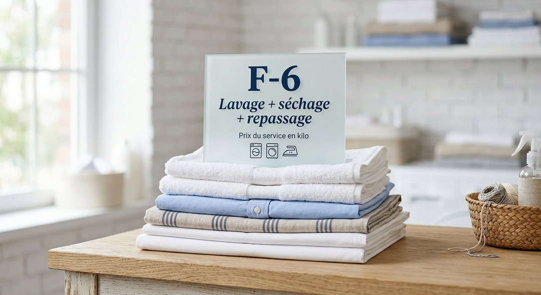 F-6 : Lavage+séchage+repassage 