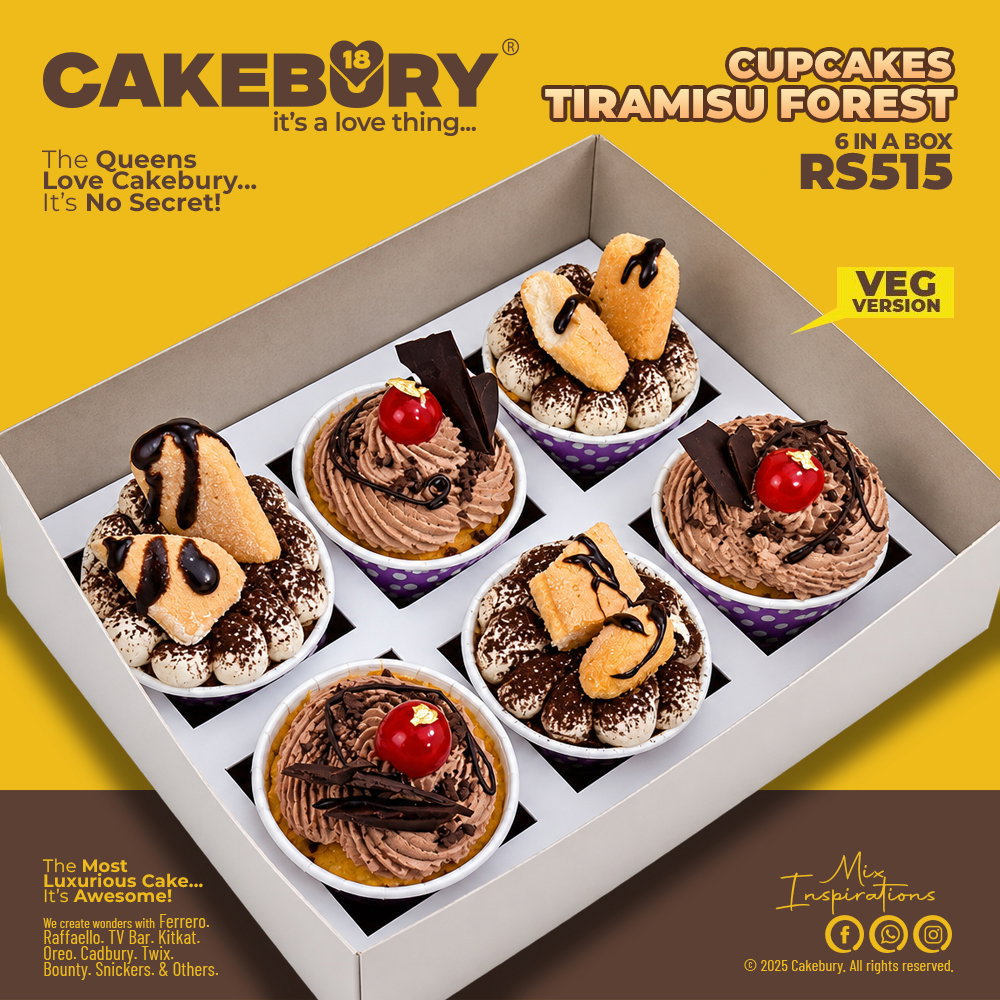 Cupcakes Tiramisu & Black Forest - 6 in a box (100% VEG)
