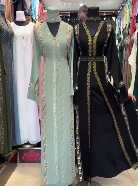Lingeer Saira Crystal Panel Abaya_0
