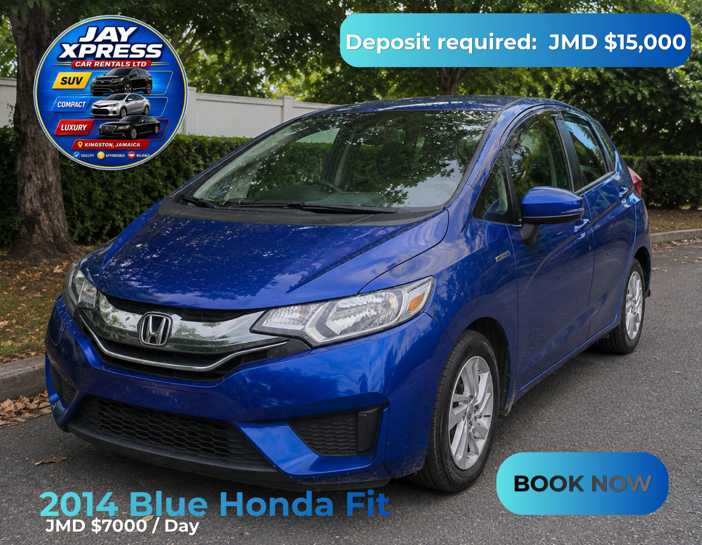 2014 Blue  Honda Fit Daily Rental  _0
