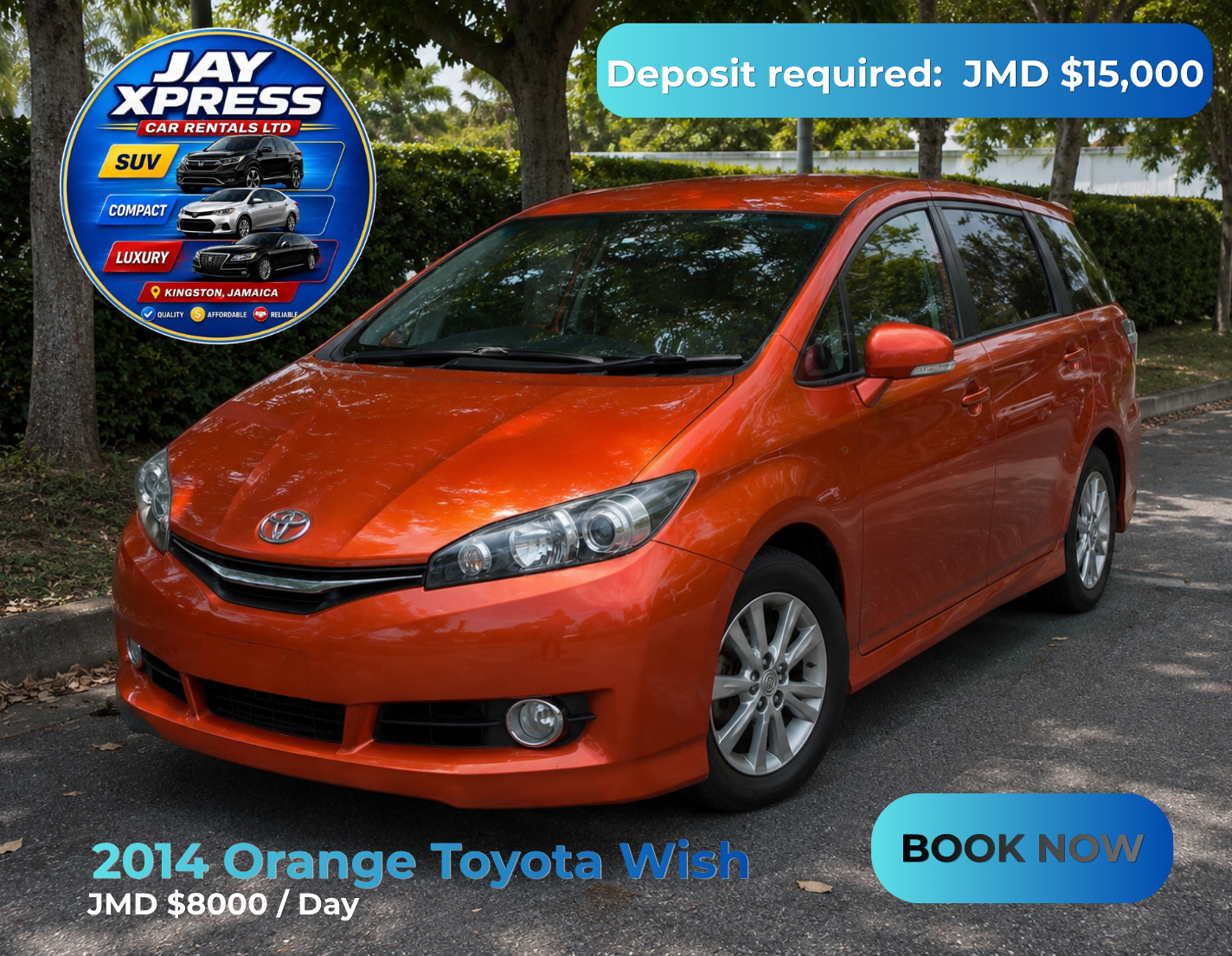 2014 Orange Toyota Wish  Daily Rental  _0