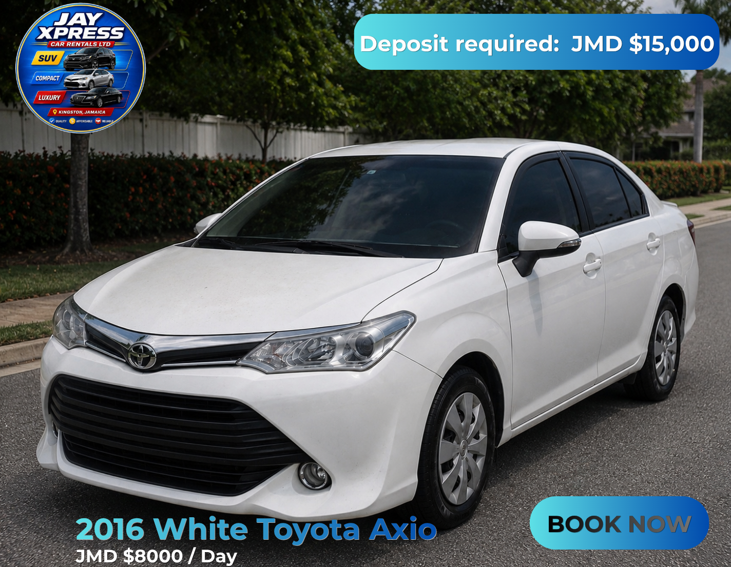 2016 White Toyota Axio  Daily Rental   _0