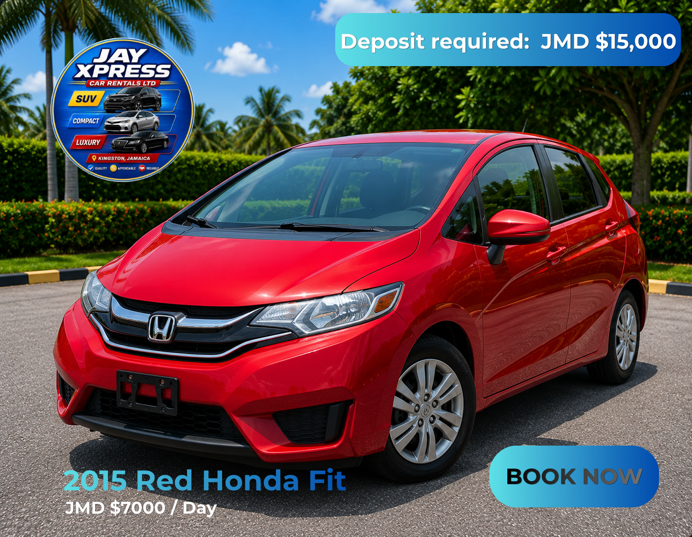 2015 Red  Honda Fit Daily Rental  _0