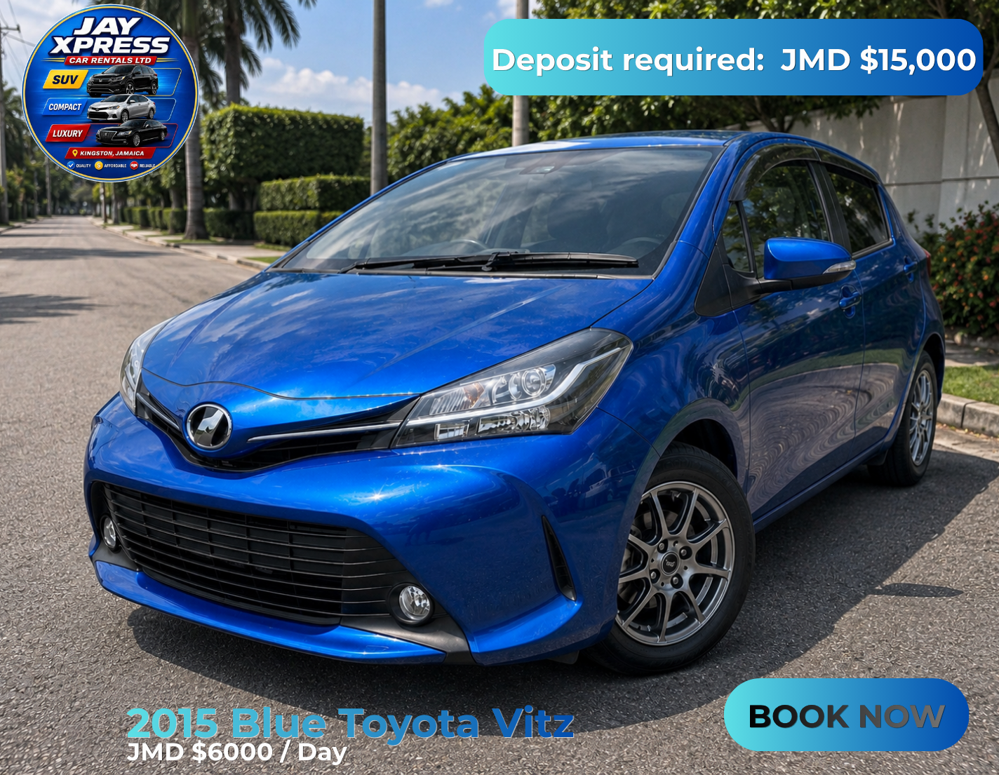 2015 Blue Toyota Vitz Daily Rental   _0