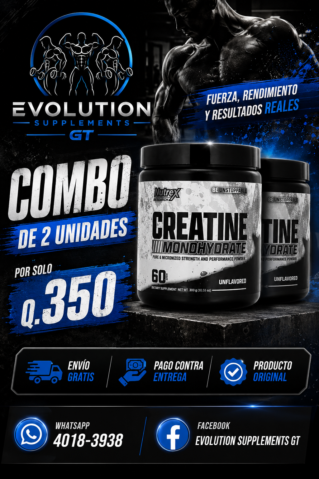 Combo Creatina Nutrex 60 servicios