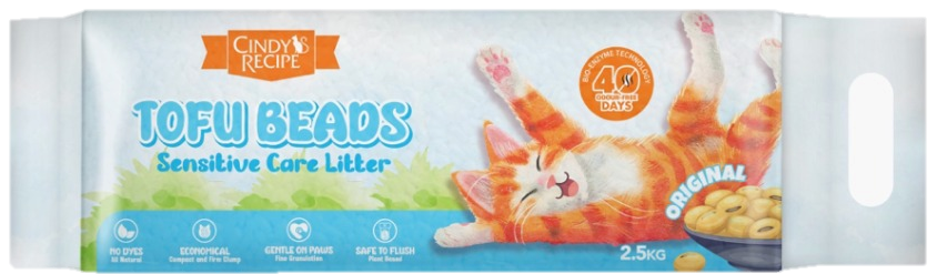 Cindy's Recipe Tofu Beads Cat Litter 2.5kg | Odour Control & Easy Scooping_1
