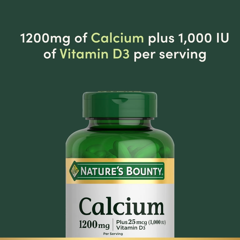 Nature's Bounty Calcium + Vitamin D3 1000 iu, Bone Health Mineral Supplement, 1200 Mg, Softgels, 120 Count_2